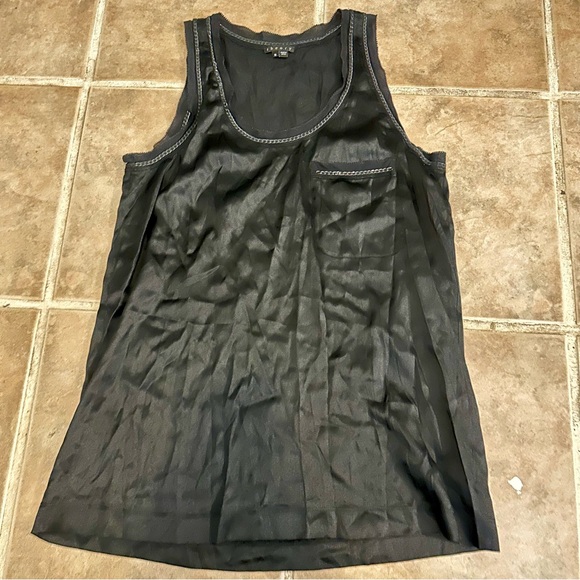 Theory Carmelita Silk Chain Trim Tank in Black - Picture 1 of 4